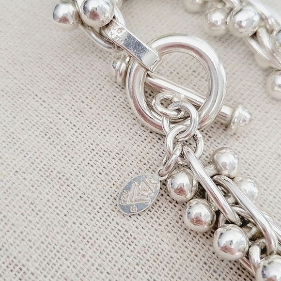 VINTAGE RARE Silpada DNA Mexico Ball Link Sterling Silver Toggle Bracelet - Picture 3 of 5